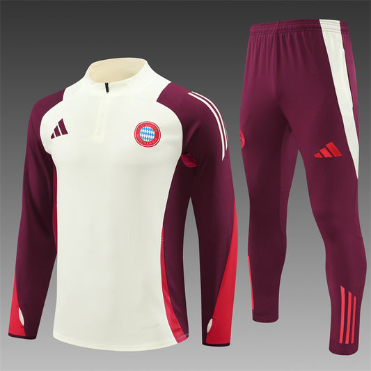 Bayern Munich Tracksuit - Cream/Maroon