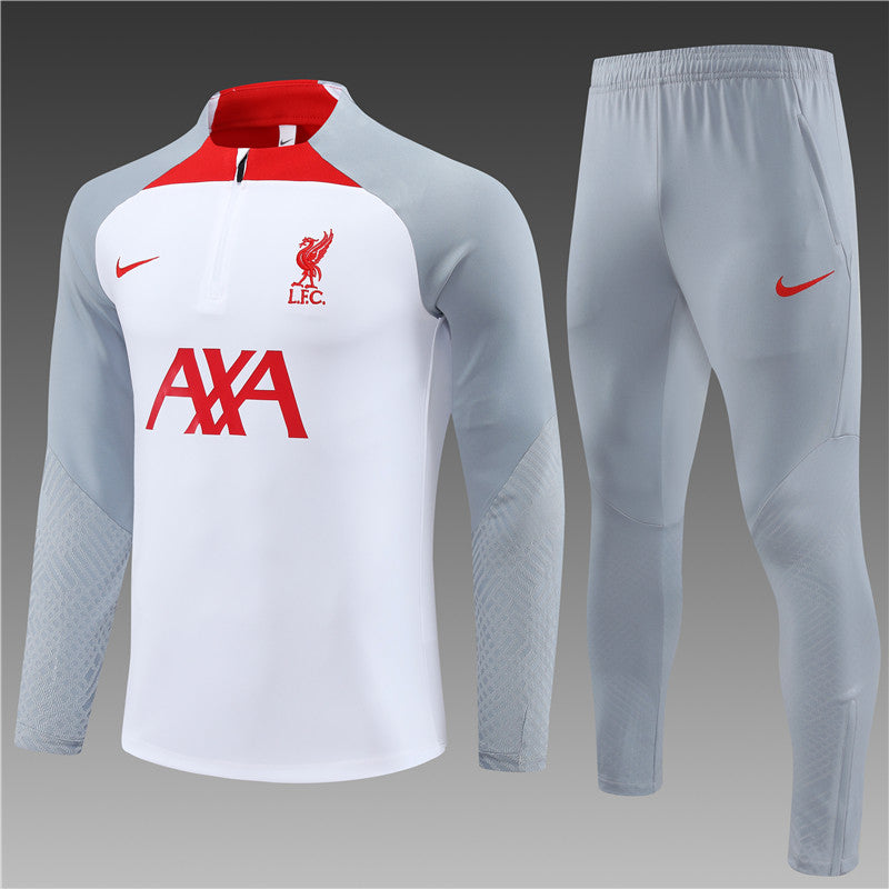 Liverpool Tracksuit (White/Grey) - Kids