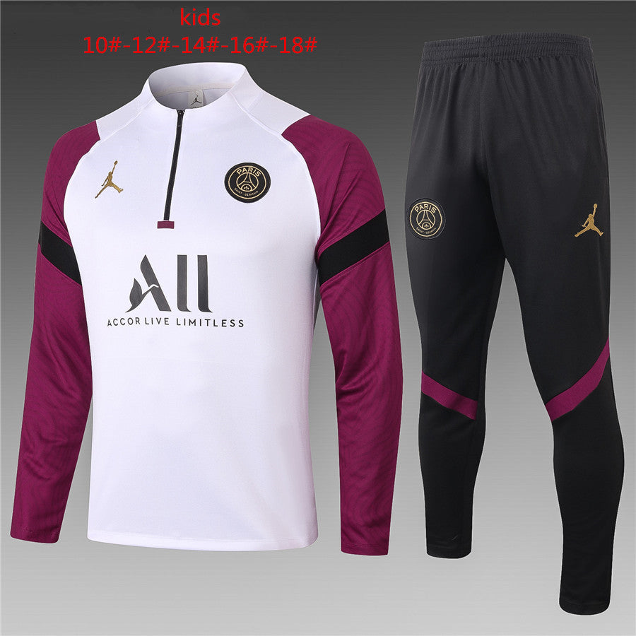 PSG Tracksuit - White & Maroon (Kids)