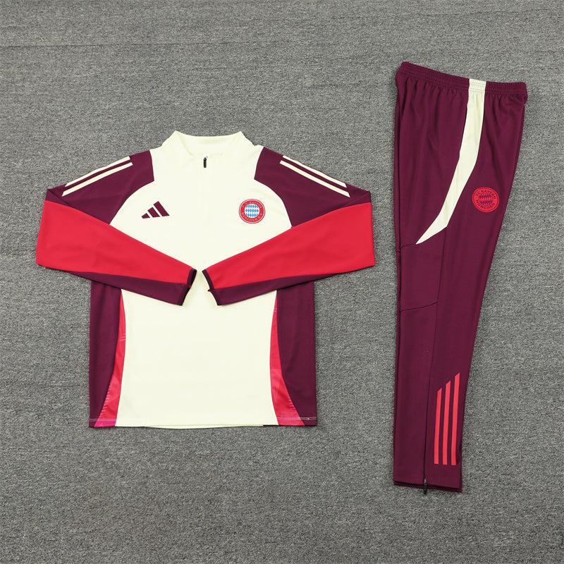 Bayern Munich Tracksuit - Cream/Maroon